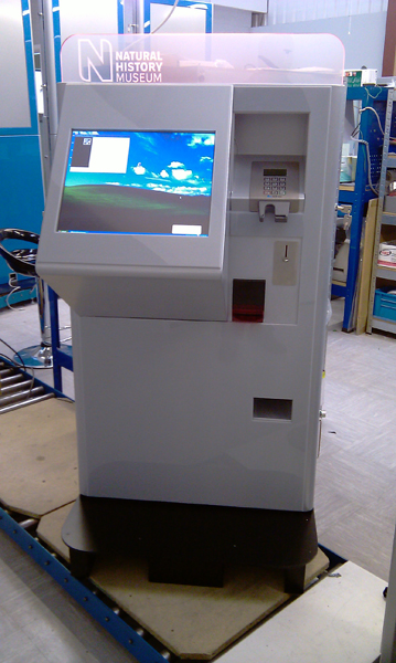 This kiosk, comes with a low level interactive display, suitable for many uses.